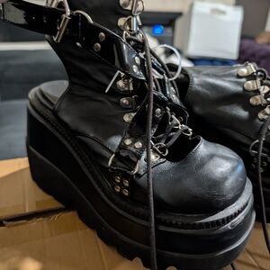 Black Platform Lace-Up Boots